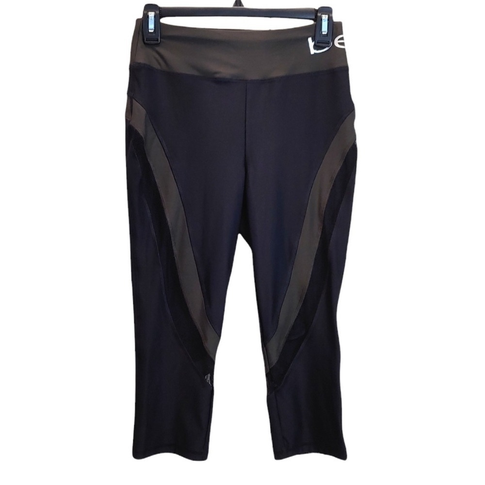 Bebe l sport activewear yoga gym workout capri black mesh legging plus size 2X